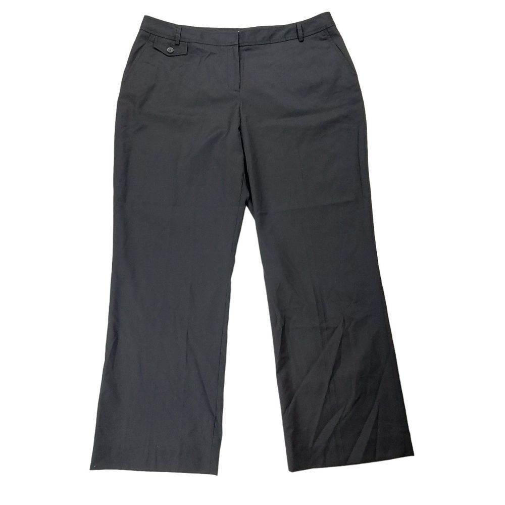 Pendleton Trouser Womens 18P Black Wool Blend Flat Front Straight Leg Office